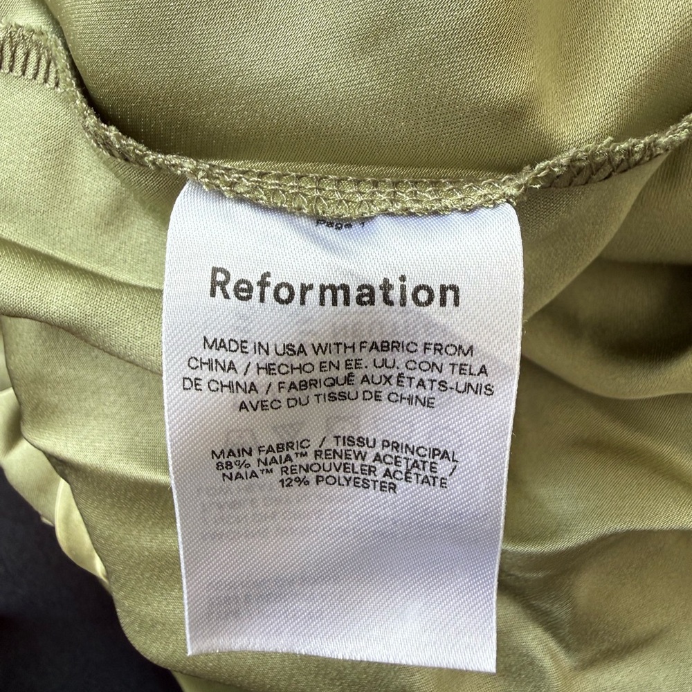 Reformation Satin Maxi Dress Sage Green tag 12 tailored to fit size 10 long - Picture 9 of 11